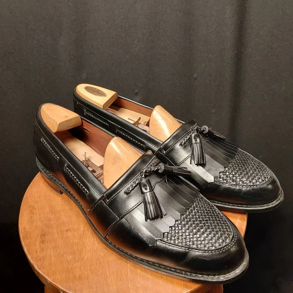 Allen Edmonds Cody Black Woven Tassel Kiltie Loafers Mens 14 E Made in USA 1809